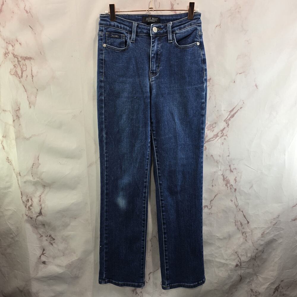 Judy Blue Jeans Women 25 1 X 30 Straight Denim High Rise Dark Medium Wash